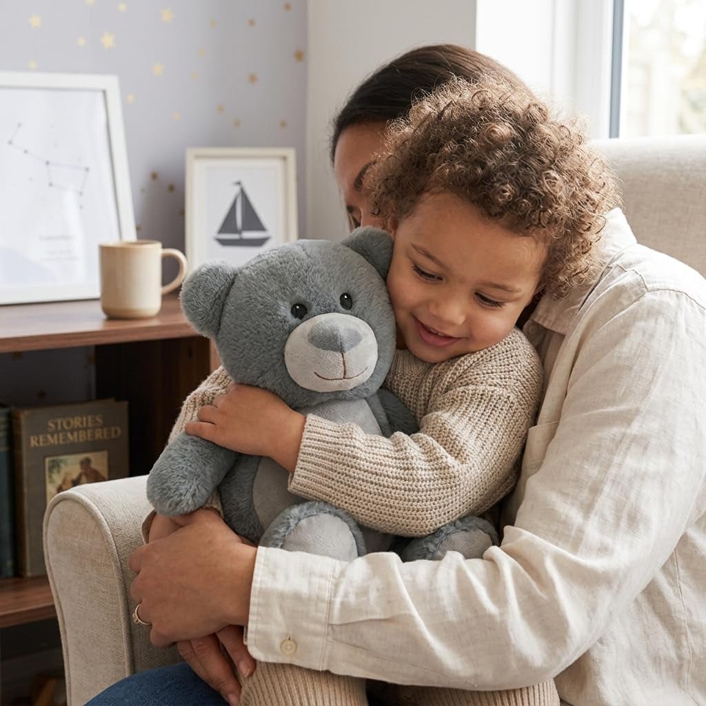 Personalised Animal Alphabet Grey Teddy Bear | New Baby, 1st Birthday or Christening Gift - The Lovely Keepsake Company