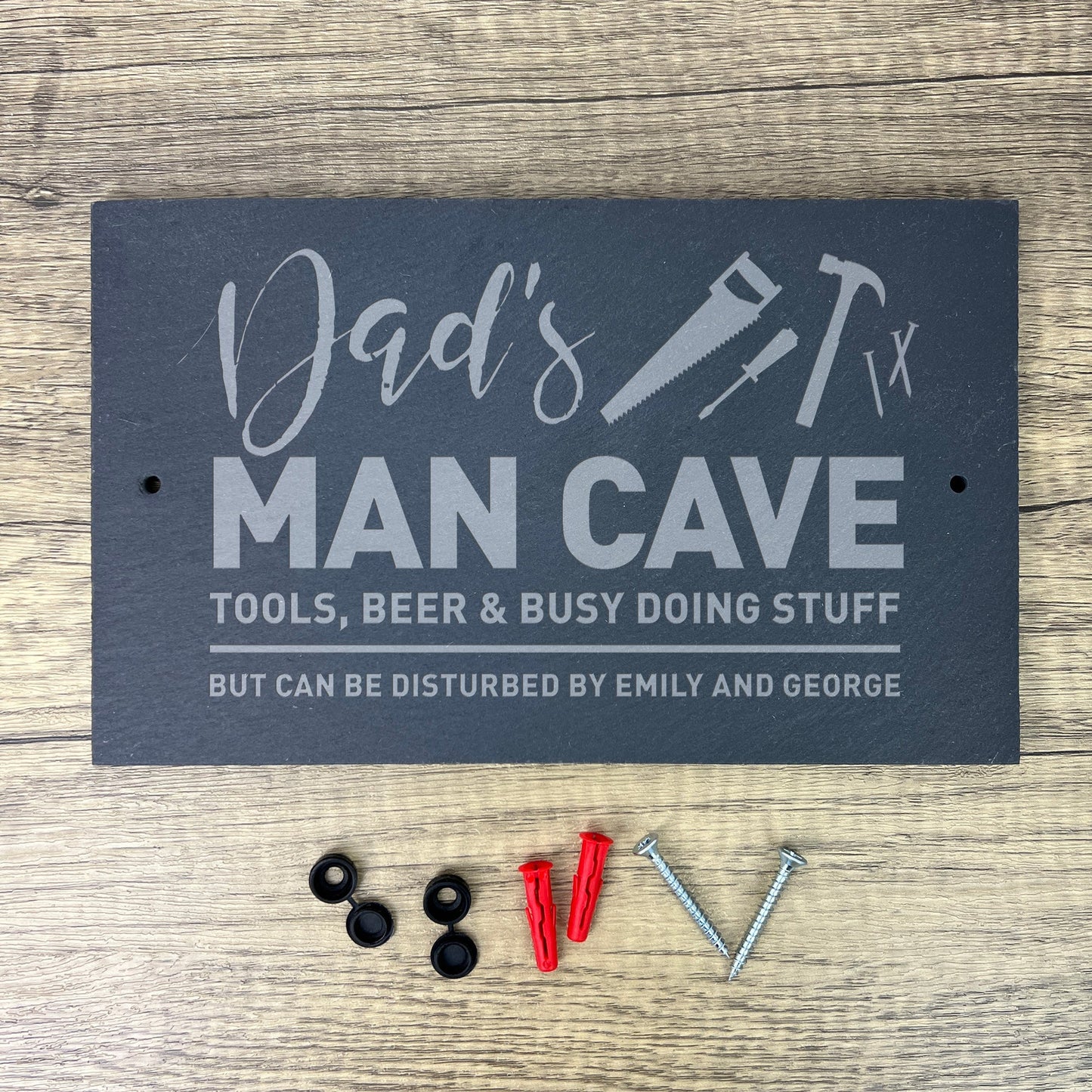 Personalised Tools Dad's Man Cave Slate Wall Sign 25 x 15cm