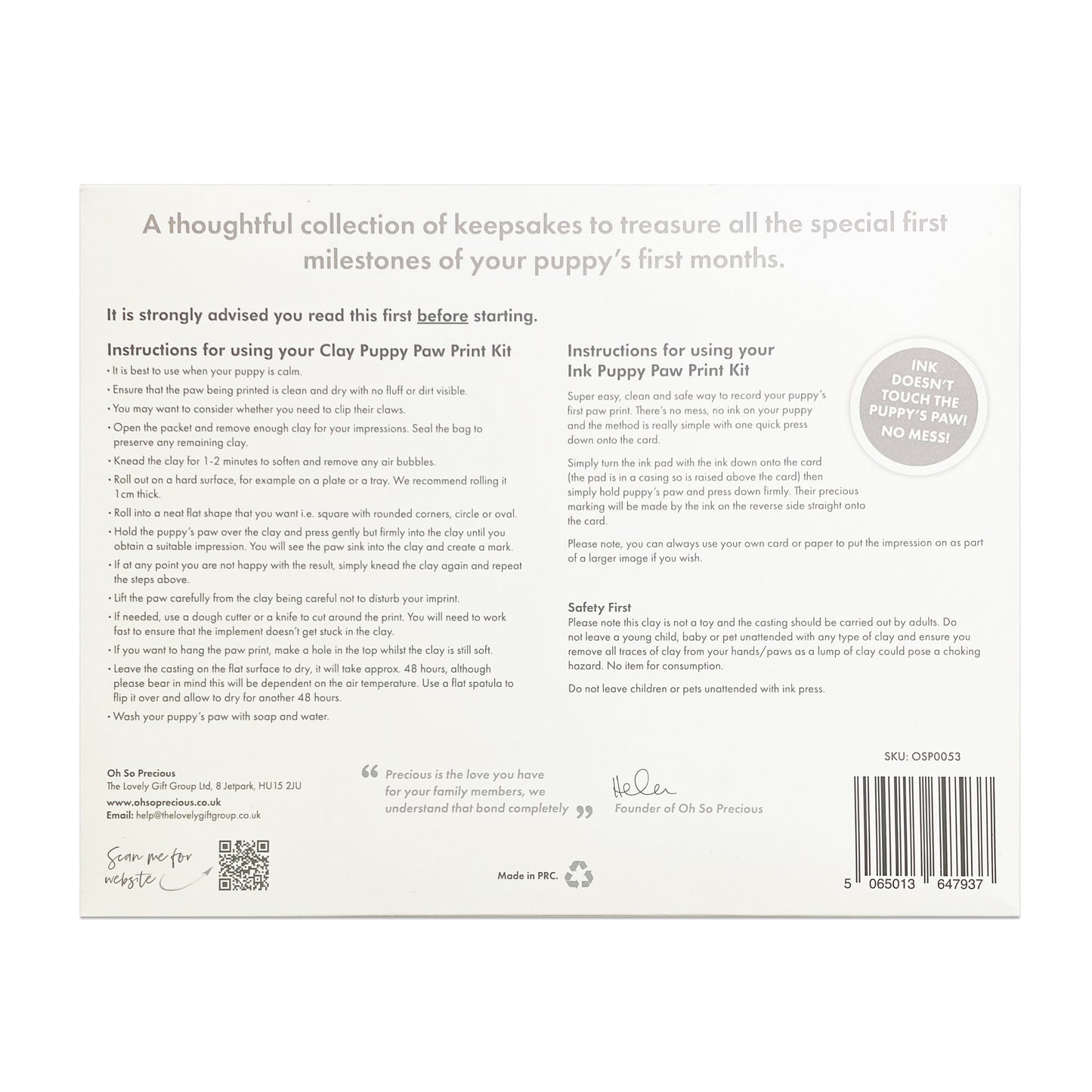 Personalised Complete Puppy/Kitten Keepsake Kit