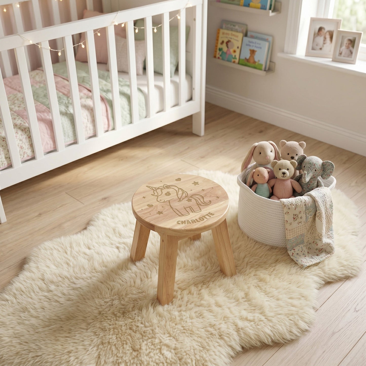 Personalised Wooden Unicorn Toddler Step Stool | Nursery Decor & First Birthday Gift