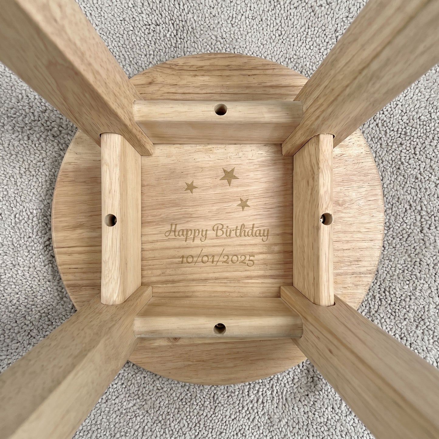 Personalised Engraved Wooden Toddler Stool - Alphabet | Custom Step Stool for Kids | Nursery Gift