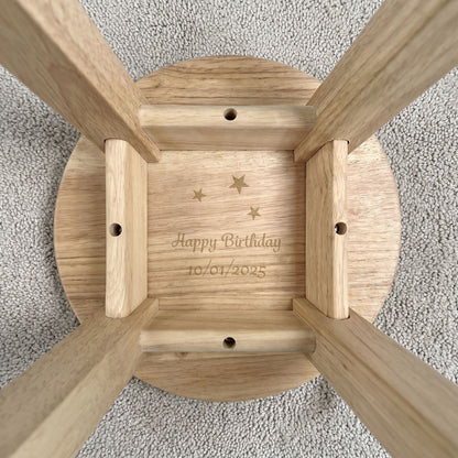 Personalised Engraved Wooden Toddler Stool - Alphabet | Custom Step Stool for Kids | Nursery Gift