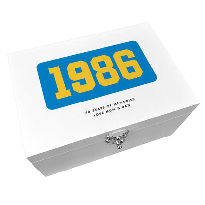 Personalised Year Milestone White Wooden Memory Box | Milestone Birthday or Anniversary Gift