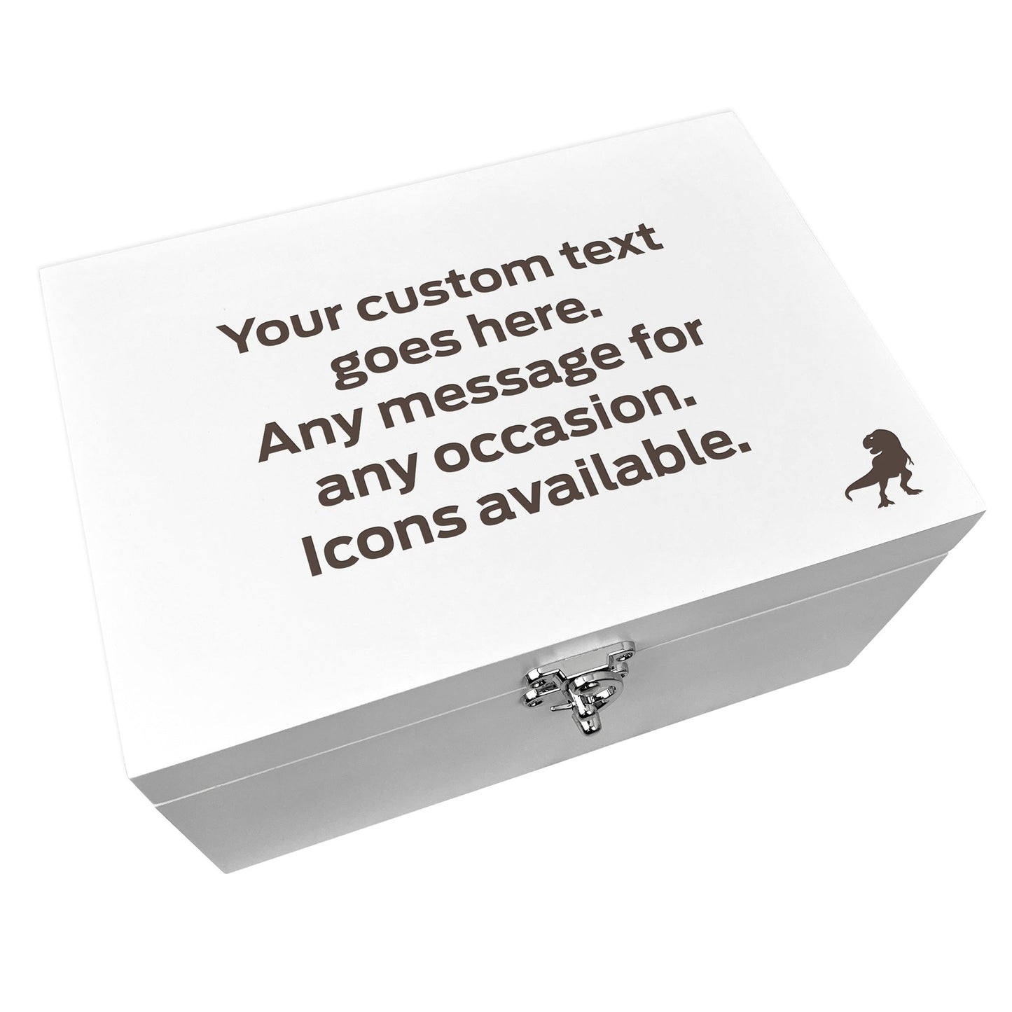 Personalised Free Text White Wooden Engraved Keepsake Box - 3 Sizes (22cm | 27cm | 30cm)