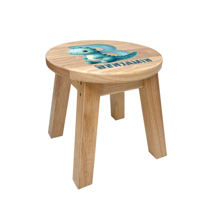 Personalised Wooden Dinosaur Alphabet Round Toddler Step Stool | Nursery Decor & First Birthday Gift