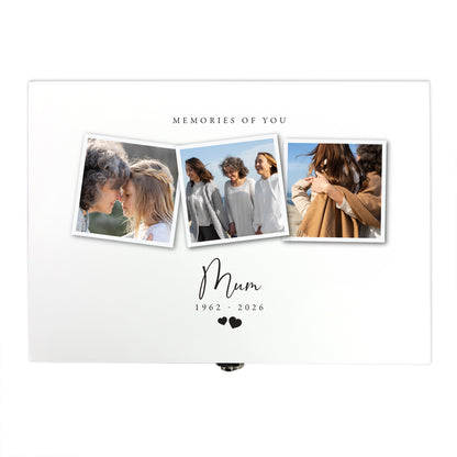 Personalised Memorial Photo White Keepsake Box - 3 Sizes