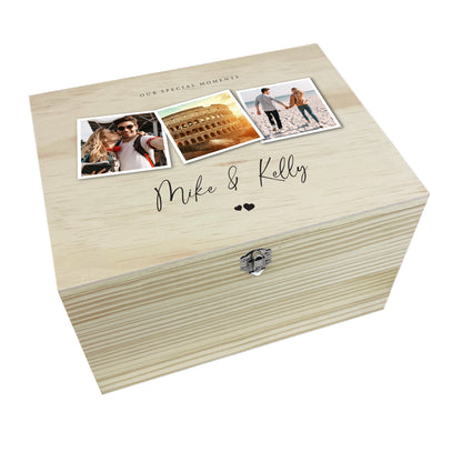 Personalised Couples Photo Wooden Keepsake Memory Box - 5 Sizes