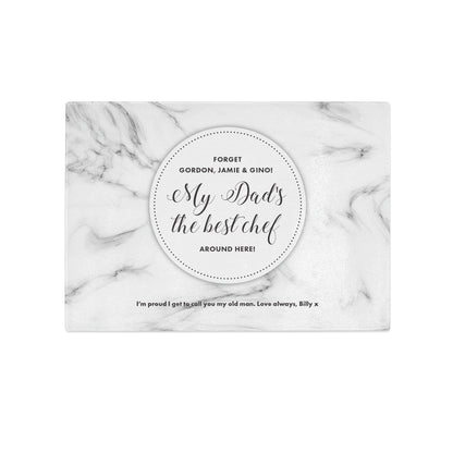 Personalised My Dad's The Best Chef! Marble Effect Glass Chopping Board