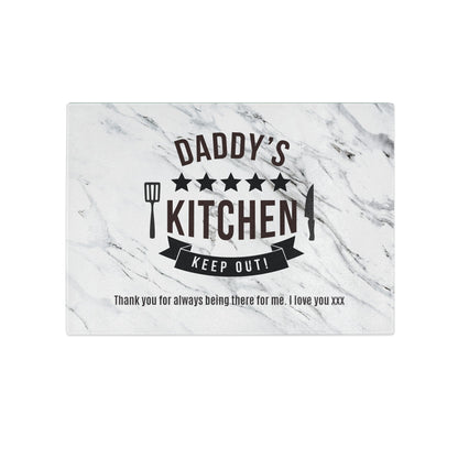Personalised Kitchen Marble Effect Glass Chopping Board