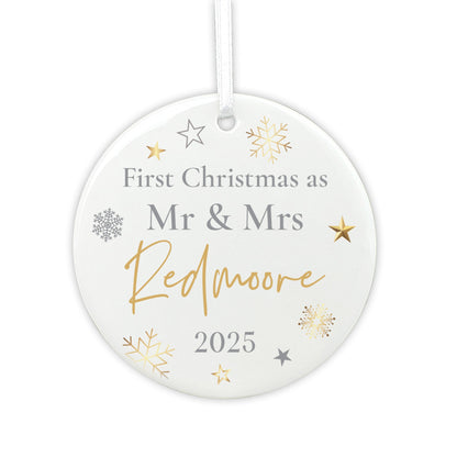 First Christmas As Ceramic Disc Hanging Decoration + Gift Box