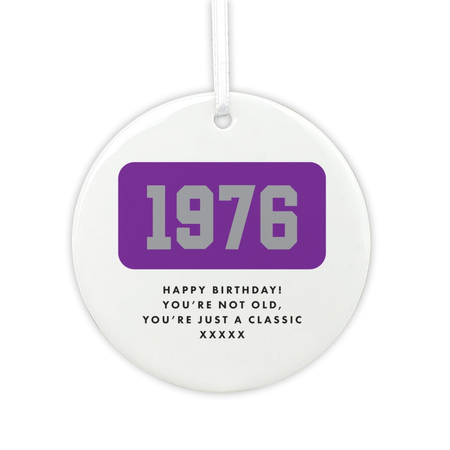 Personalised Year Milestone Ceramic Disc Hanging Decoration + Gift Box