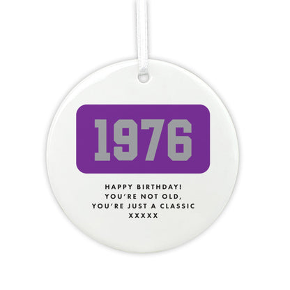 Personalised Year Milestone Ceramic Disc Hanging Decoration + Gift Box