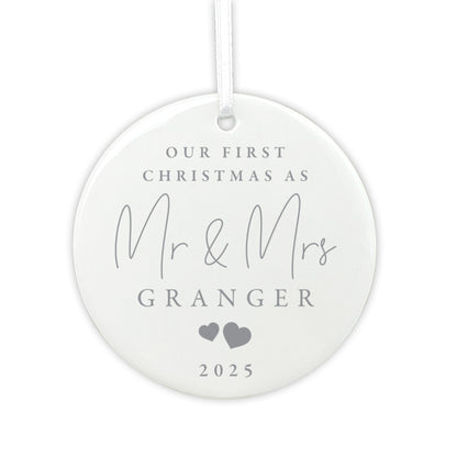 Our First Christmas Married Ceramic Disc Hanging Decoration + Gift Box