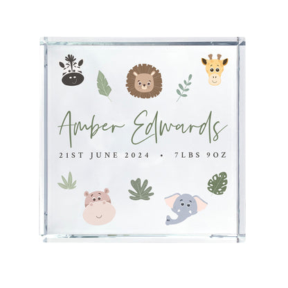 Personalised Jungle New Baby Crystal Token