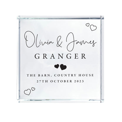 Personalised Wedding Script Text Crystal Token
