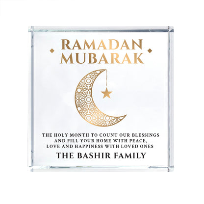 Personalised Ramadan Mubarak Crescent Crystal Token