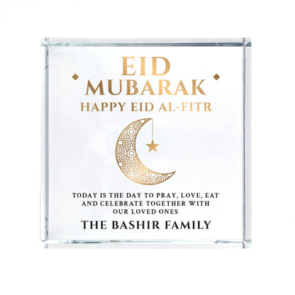 Personalised Eid al-Fitr Crescent Crystal Token