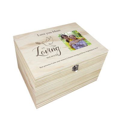 Personalised In Loving Memory Dove Photo Keepsake Box - 5 Sizes