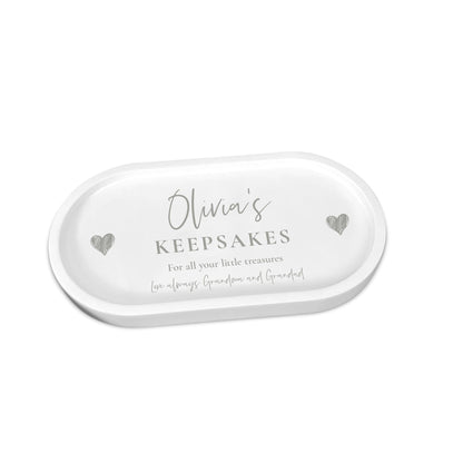 Personalised Script Text & Hearts Trinket Tray