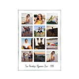 Personalised Large (19.5cm x 14cm) Freestanding Twelve Photo Grid Crystal Block - Portrait