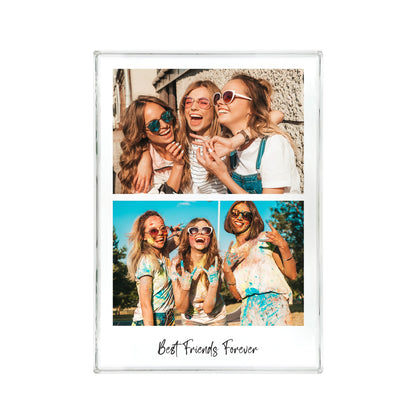 Personalised Large (19.5cm x 14cm) Freestanding Two Photos Giant Crystal Block - Portrait