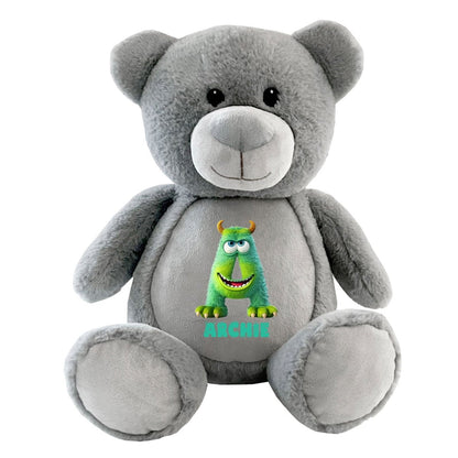 Personalised Monster Alphabet Grey Plush Teddy Bear 42cm | Children's Birthday or Christening Gift - The Lovely Keepsake Company