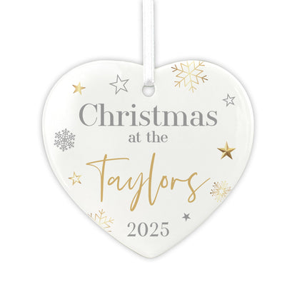 Family Christmas Ceramic Heart Hanging Decoration + Gift Box
