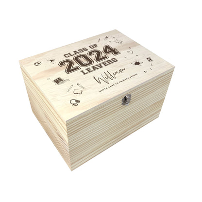 Personalised Doodle 'Class Of 2025' Leavers Memory Box - 5 Sizes