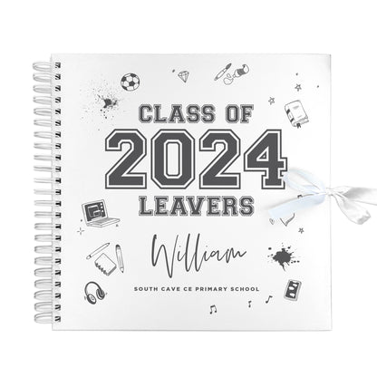 Personalised Doodle 'Class Of 2025' Leavers Scrapbook / Signing Book