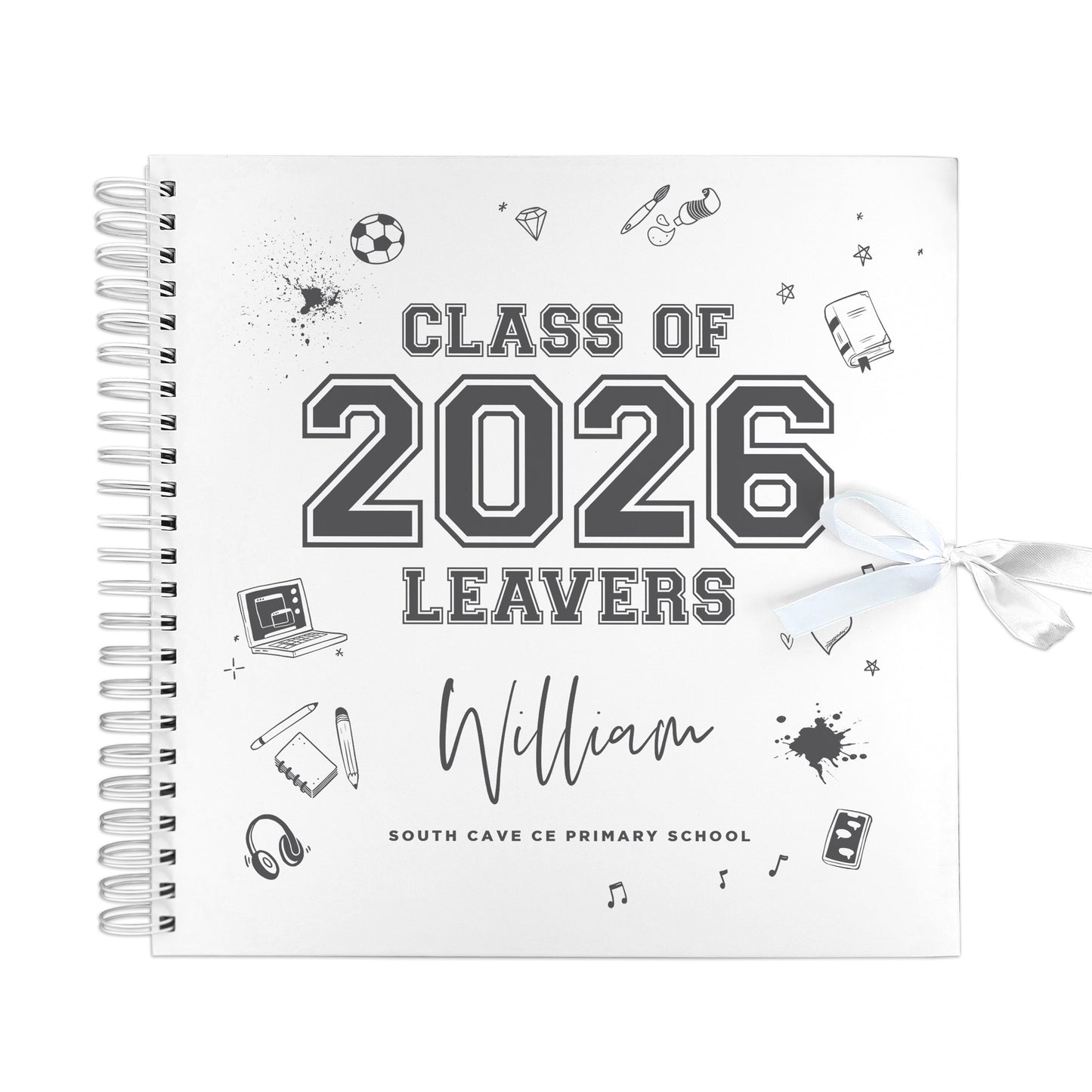 Personalised Doodle 'Class Of 2026' Leavers Scrapbook / Signing Book