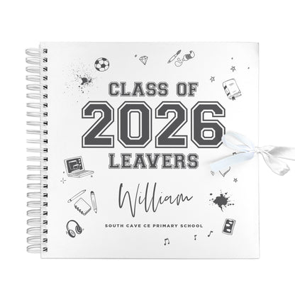 Personalised Doodle 'Class Of 2026' Leavers Scrapbook / Signing Book