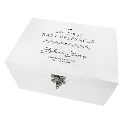 Personalised Any Message White Wooden Keepsake Memory Box - 3 Sizes