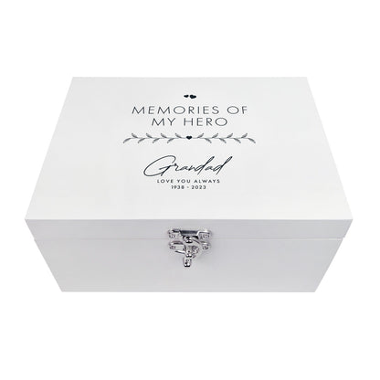 Personalised Any Message White Wooden Keepsake Memory Box - 3 Sizes