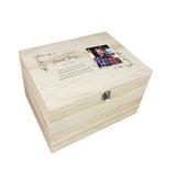Personalised Pine Wooden One Photo Keepsake Memory Box - 5 Sizes