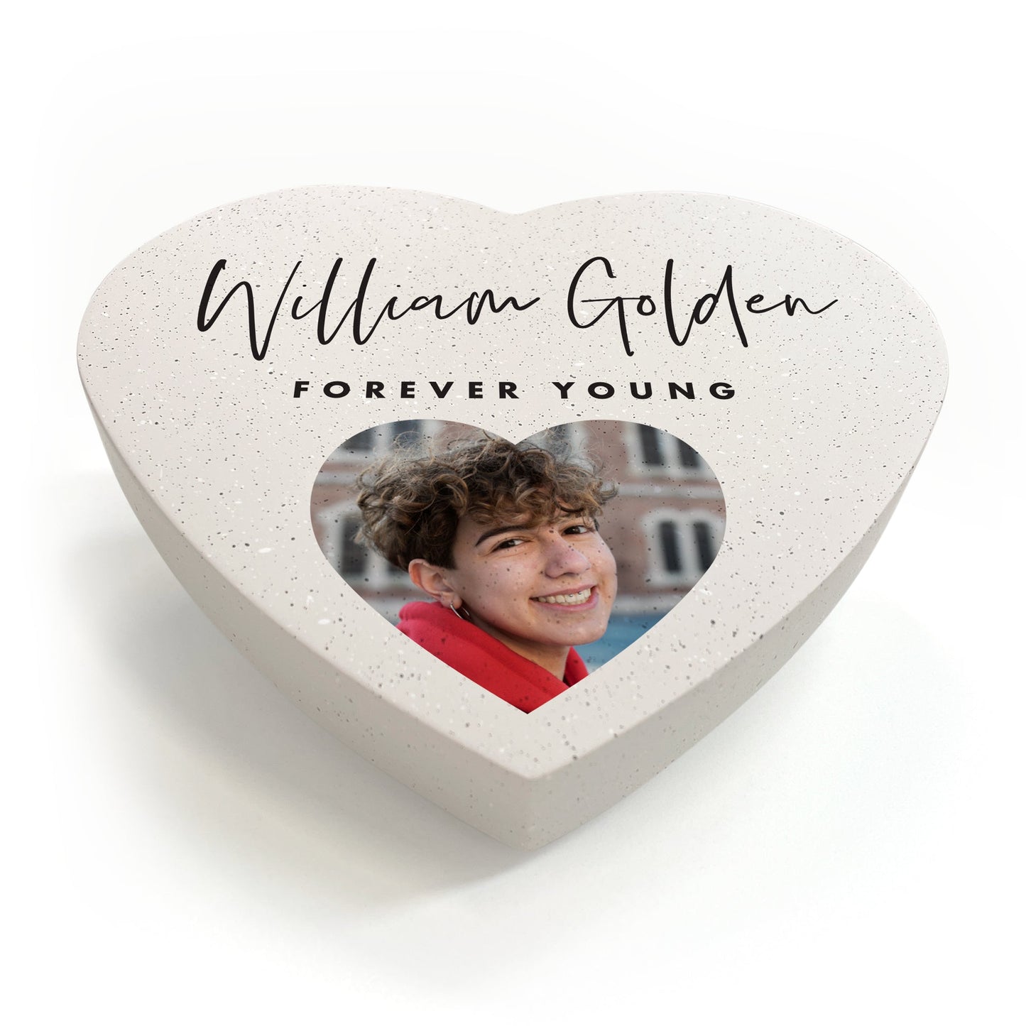Personalised Modern Photo Resin Heart Grave Marker