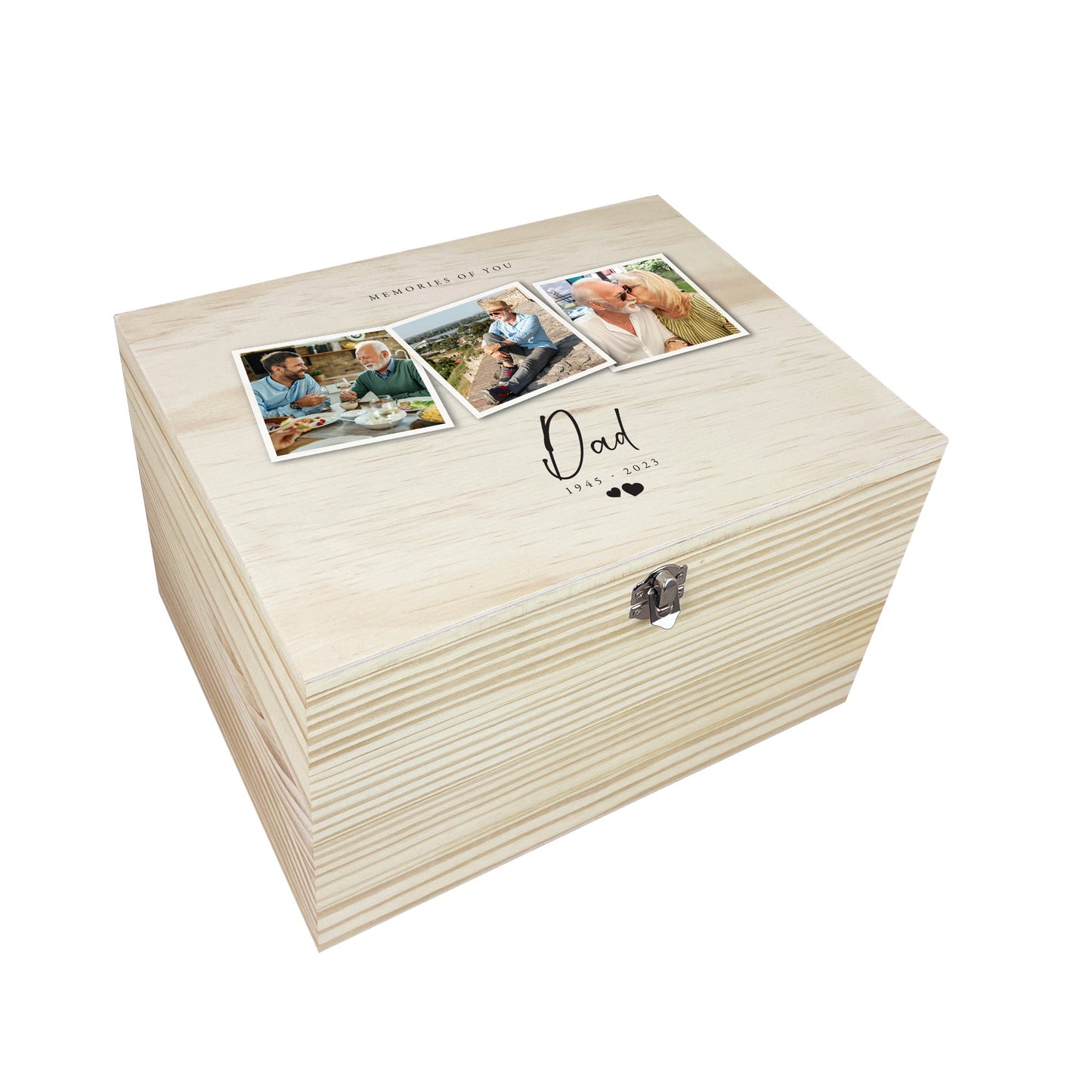 Personalised Pine Wooden Memorial Photo Keepsake Memory Box - 5 Sizes