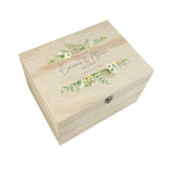 Personalised Wooden Green & Yellow Floral Wedding Keepsake Memory Box - 5 Sizes (16cm | 20cm | 26cm | 30cm | 36cm)