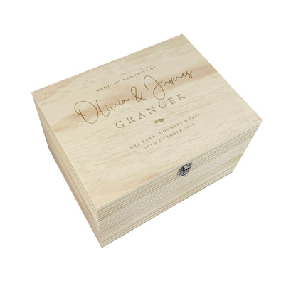 Personalised Engraved Wooden Wedding Keepsake Memory Box - 5 Sizes (16cm | 20cm | 26cm | 30cm | 36cm)