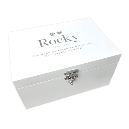 Personalised Sketch Pet Memorial White Wooden Keepsake Box - 3 Sizes