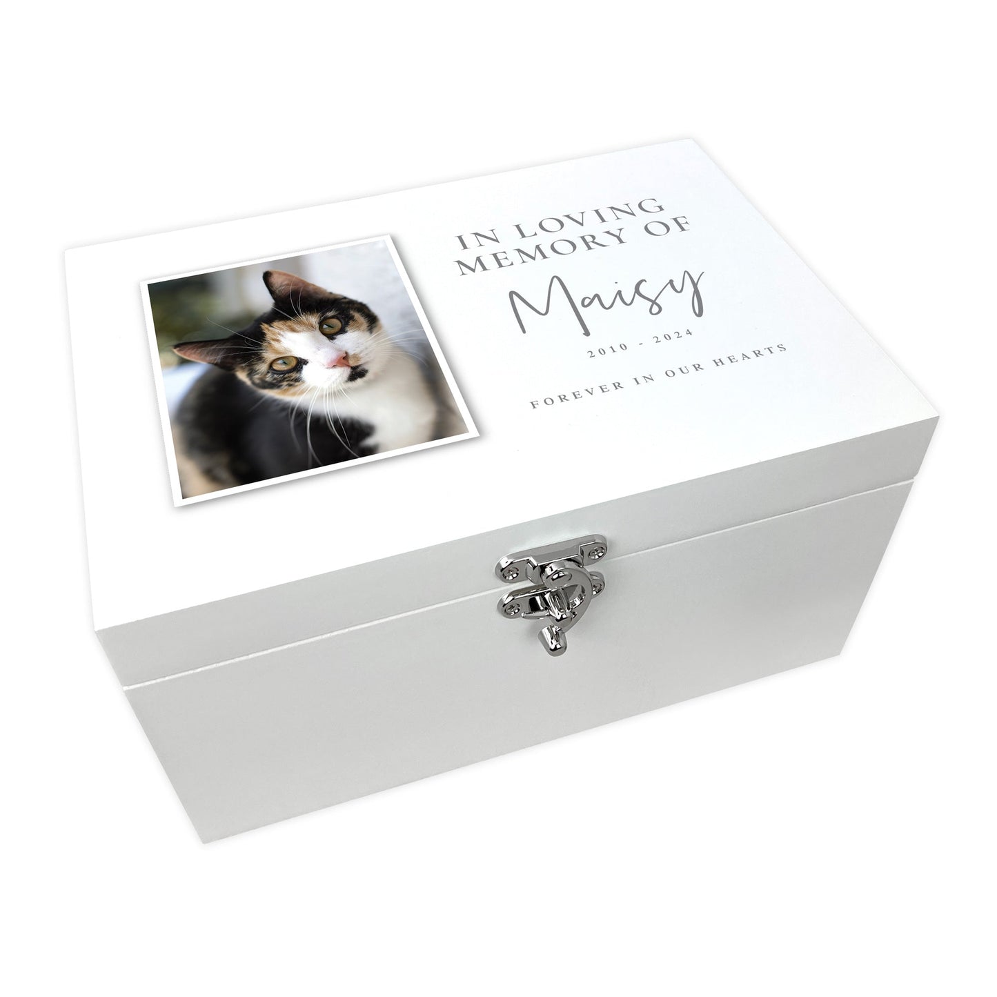 Personalised In Loving Memory Pet Photo White Memorial Keepsake Box - 3 Sizes