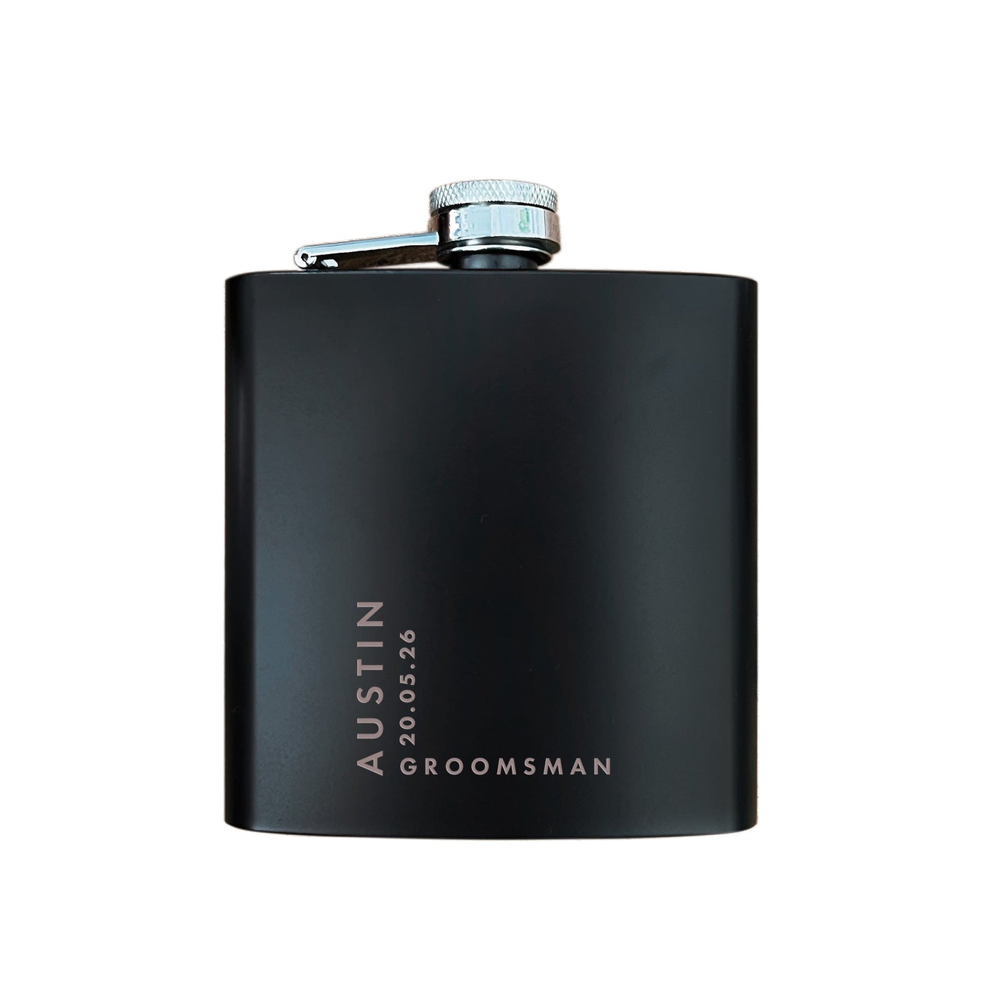 Personalised Engraved Black Metal Hip Flask 6oz | Birthday, Wedding & Groomsmen Gift