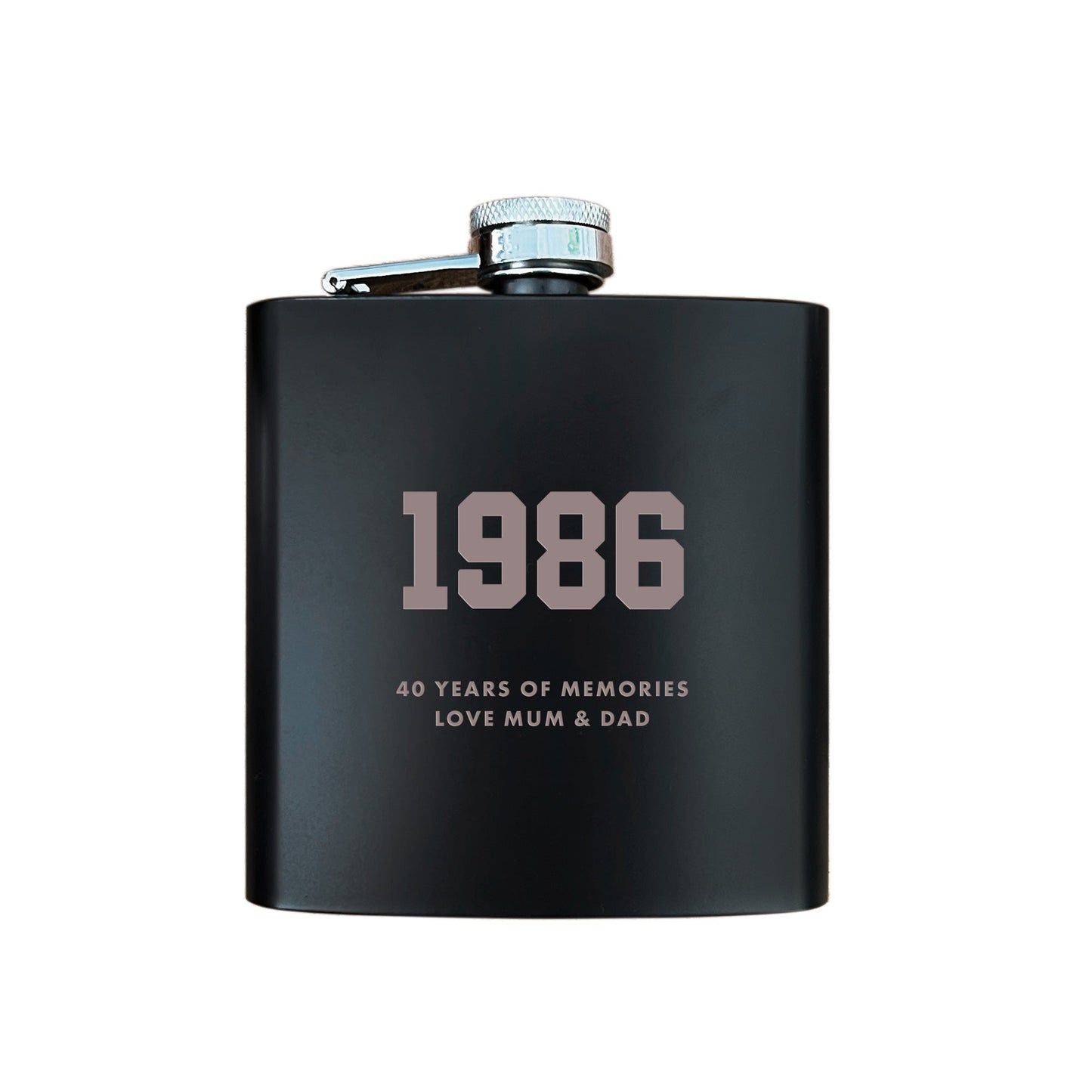 Personalised Engraved Black Metal Hip Flask 6oz | Milestone Birthday, Anniversary or Graduation Gift