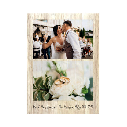 Personalised Freestanding Two Photos Giant Wooden Block (21cm x 15cm) - Portrait