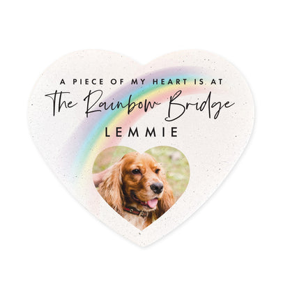 Personalised Pet Rainbow Bridge Photo Resin Heart Grave Marker