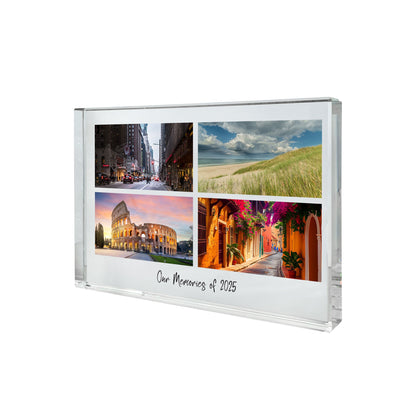Personalised Freestanding Four Photo Giant Crystal Block (14cm x 19.5cm) - Landscape