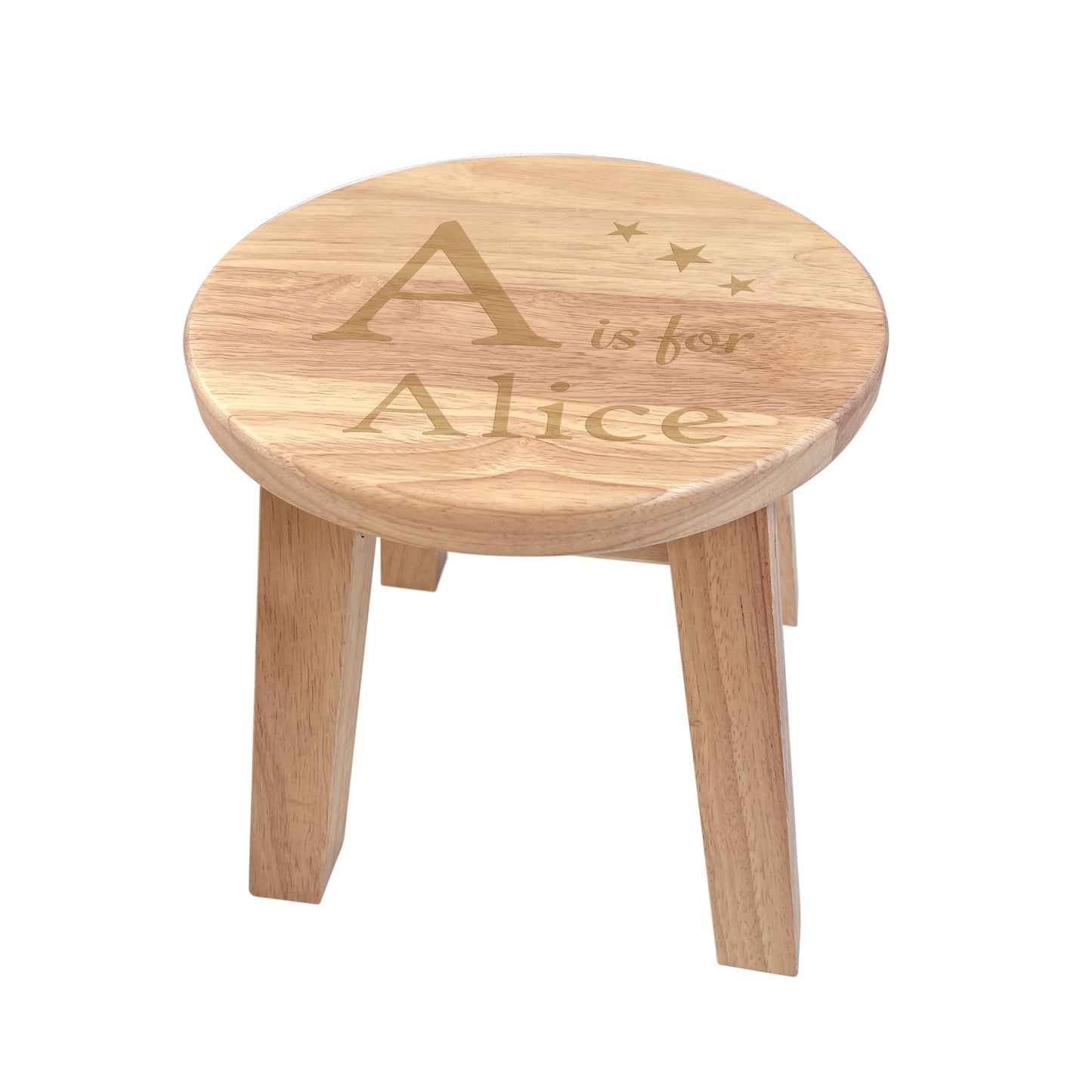 Personalised Engraved Wooden Toddler Stool - Alphabet | Custom Step Stool for Kids | Nursery Gift