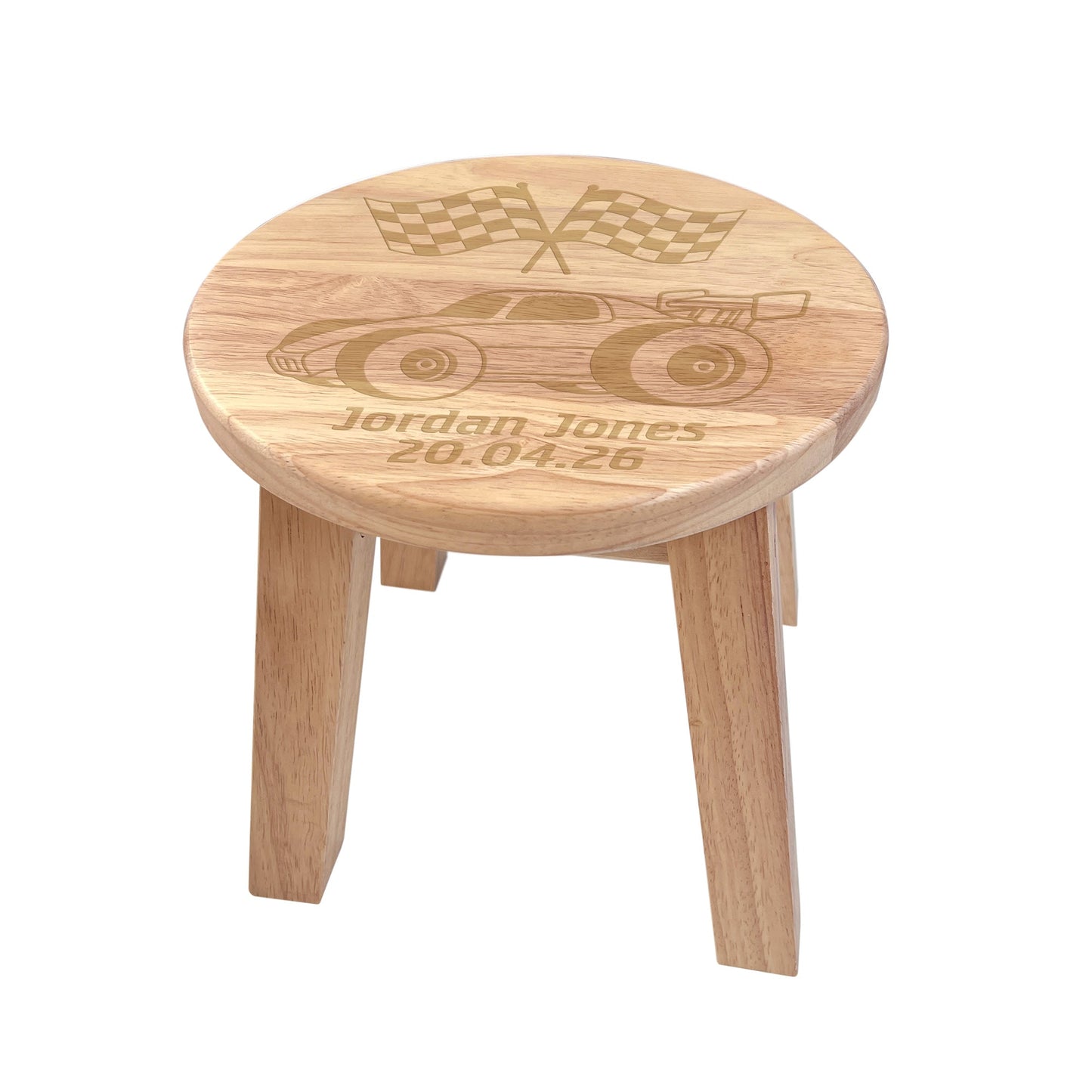 Personalised Wooden Racing Car Toddler Step Stool | Nursery Decor & First Birthday Gift