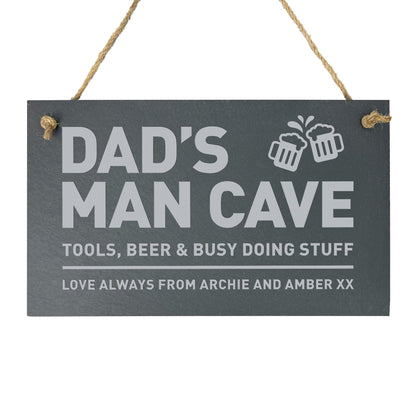 Personalised Dad's Man Cave Slate Hanging Plaque 25 x 15cm