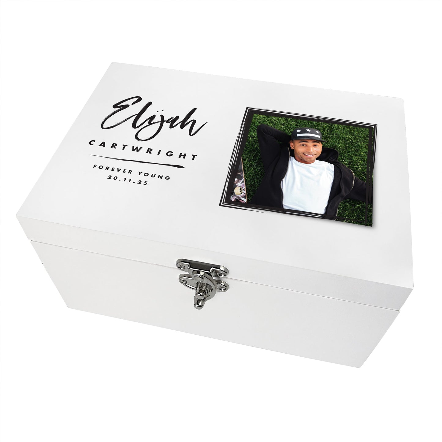 Personalised Modern Any Occasion Square Photo White Memory Box - 3 Sizes