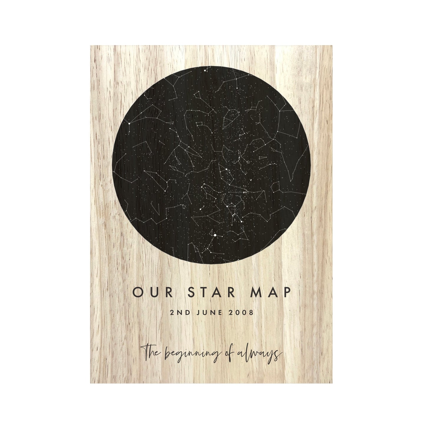 Personalised Freestanding Star Constellation Giant Wooden Block (21cm x 15cm)